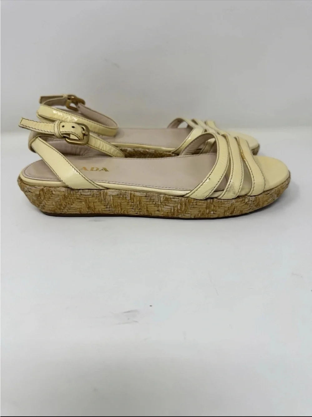 Prada Cream Leather Strappy Espadrille Sandals preowned - Picture 3 of 7